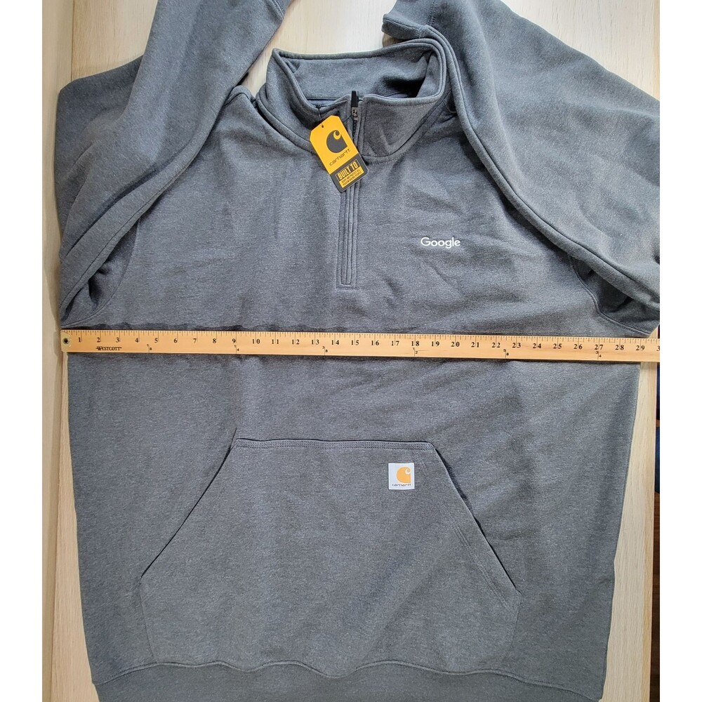 Carhartt Sweatshirt Mens 2XL Loose Midweight 1/4 Zip Mock-Neck Gray Google NWT - Picture 10 of 12